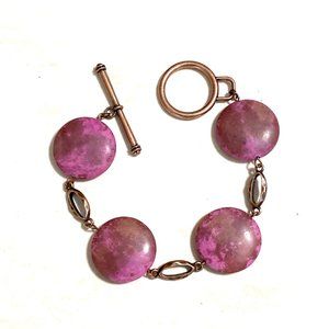 2/$20, Viva Magenta Agate Boho Bracelet, Chunky Bold Statement Copper Chain